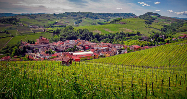 The village of Barolo surrounded by its famous vineyards